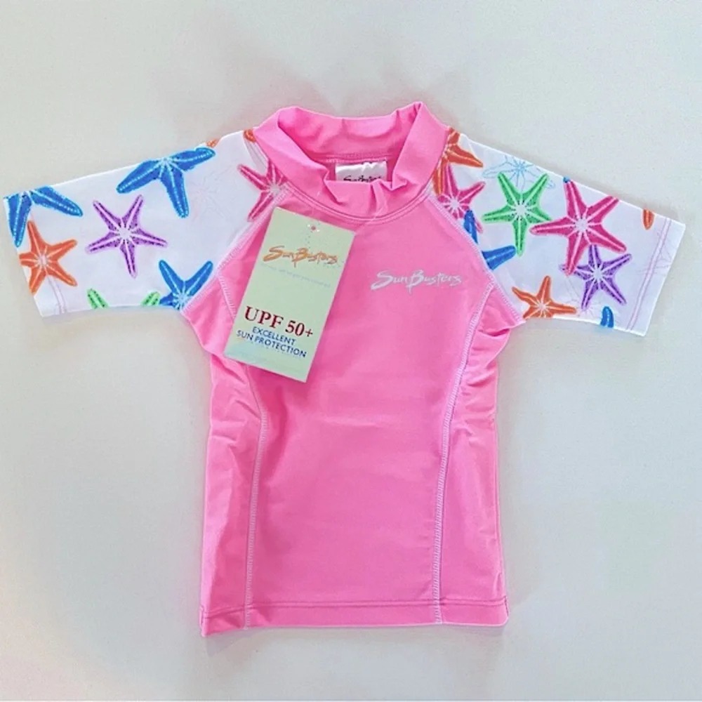 NWT Sunbusters Tuga Girls 6-12 M 2-Pc Rash Guard Set Swimsuit UPF 50+